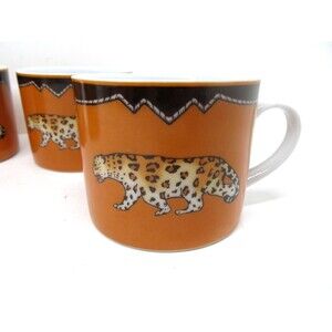 Muirfield Outback Flat Leopard Motif  Cups Set of 4 Excellent Condition